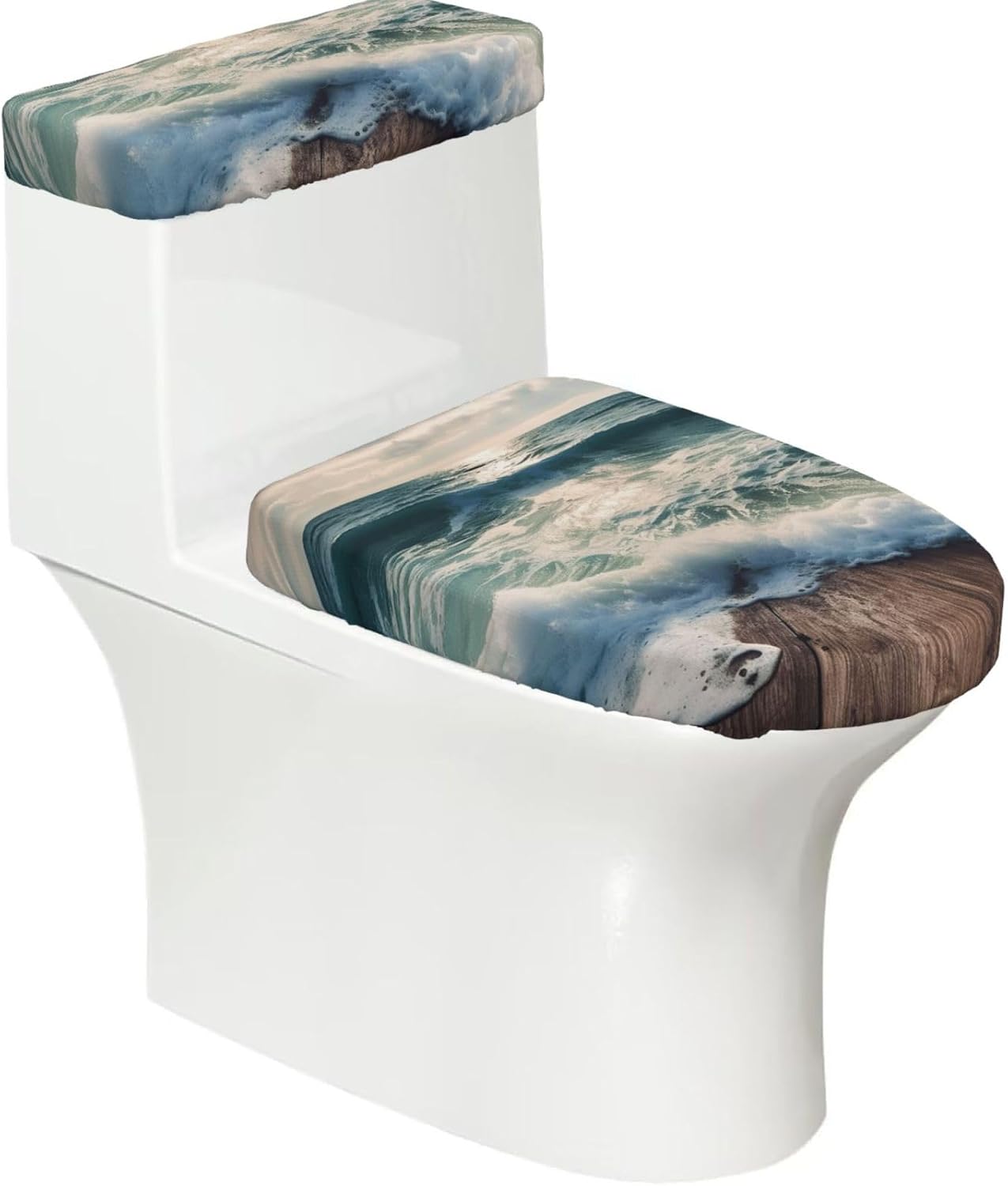 2 Pcs Toilet Lid Cover And Toilet Tank Cover Washable For Bathroom Decor