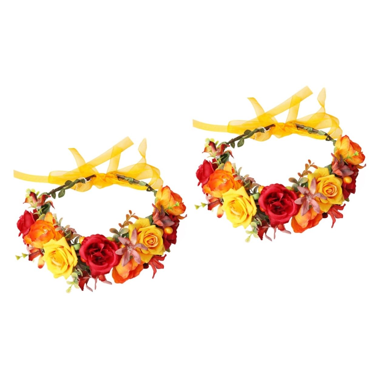 MAGICLULU 2 Piezas Cintas Para El Pelo De Fiesta Sombreros De Fotografía Flor Rosa Guirnalda De Flores Diadema De Boda Tiara Víspera De Todos Novia Accesorios Para El Cabello