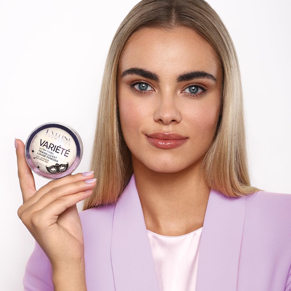Eveline Cosmetics sypki puder transparentny Variete matujący z lawendą i skwalanem