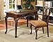 H-M SHOP Handcrafted Writing Desk & Side Chair Set in Walnut Finish