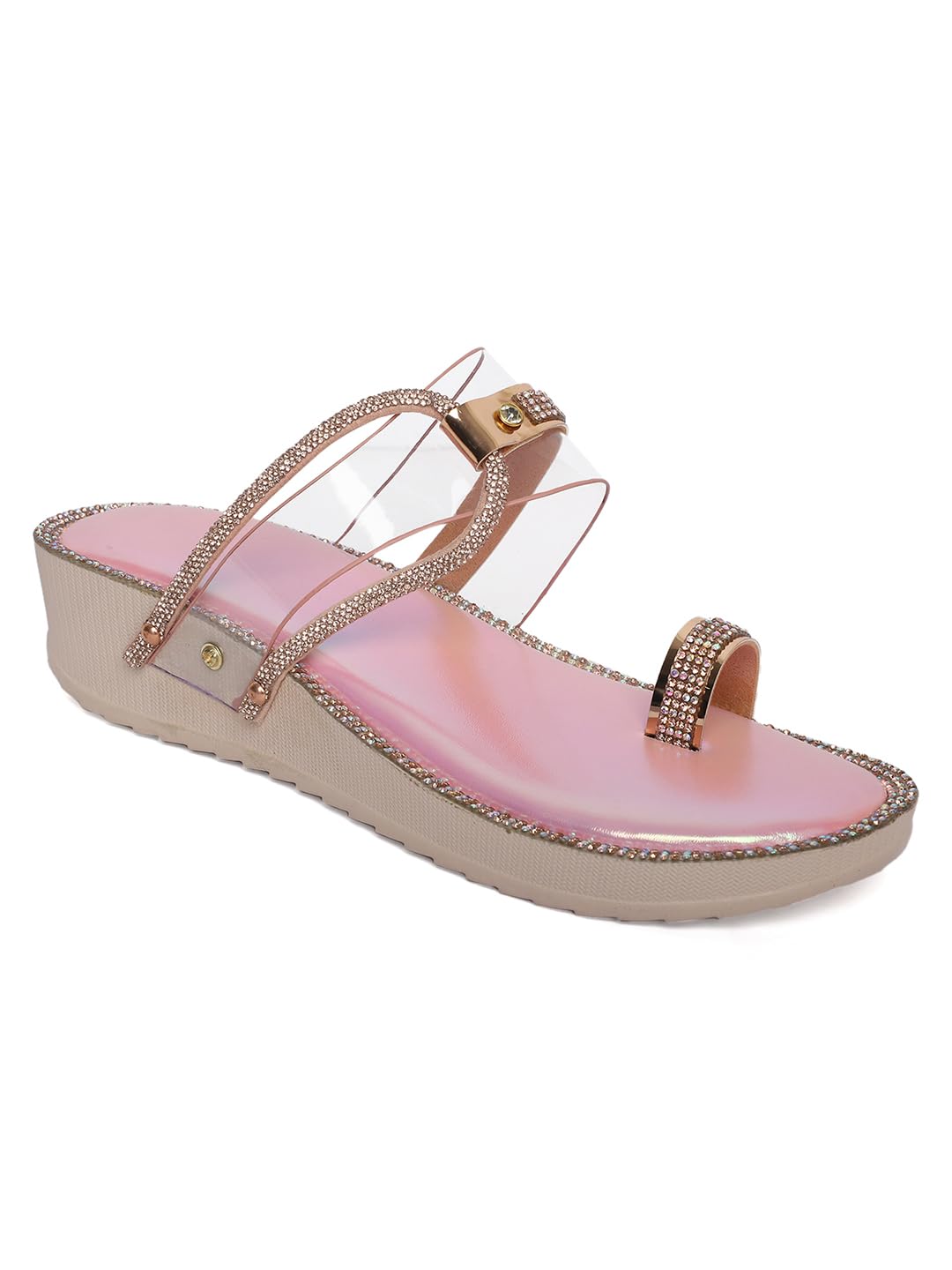 Fiia Women Stylish Fashion Sandals Transparent Upper With Embellished Design For Wedding & Party Pink UK-6 (B0CPVS3CBV) Amazon Price History, Amazon Price Tracker