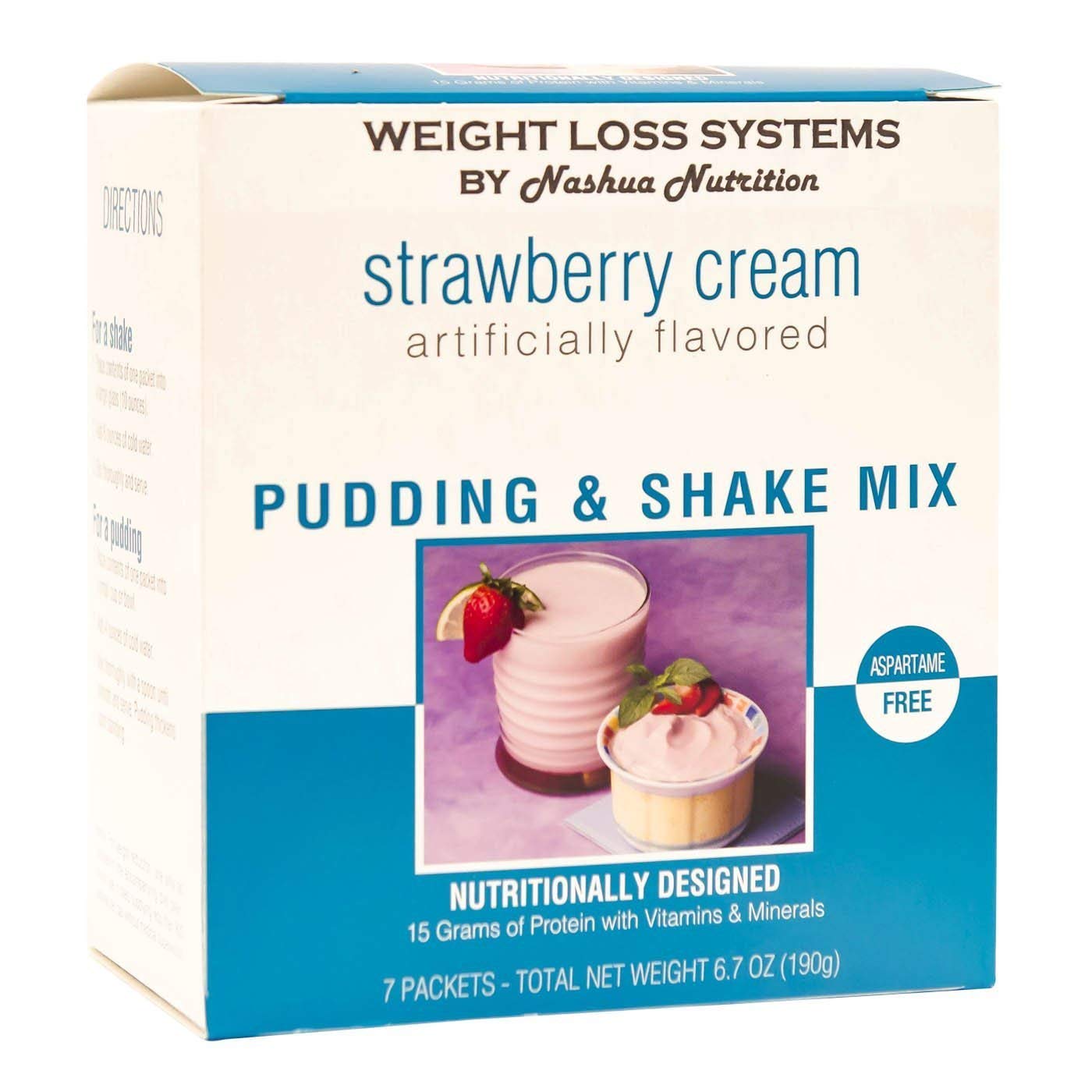 Pudding and Shake Aspartame Free - Strawberry (7/Box) - High Protein - Low Calorie - Low Fat - Low Carb