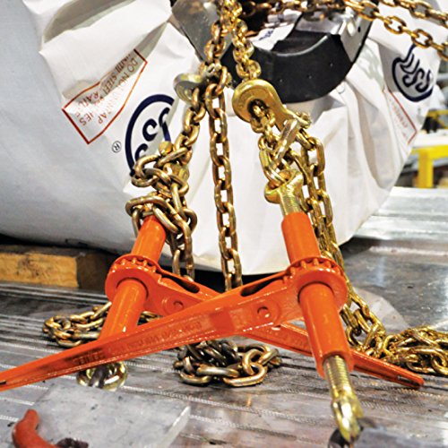Image of VULCAN Load Binder with 2 Grab Hooks - 4 Pack - Ratchet Style - 7,100 Pound Safe Working Load (Works with 5 /16 or 3 /8 Inch G70 or G80 Chain)