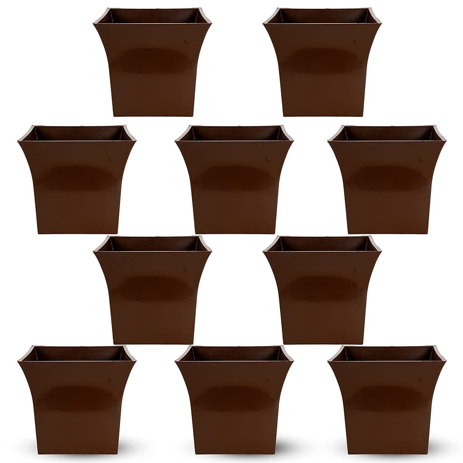 JUSThink Plastic Square Flower Plant Pot, 10 Inch, for Indoor and Outdoor Gardening, Gamla for Garden. (Brown, Pack of 10) (B0BWDKB512) Amazon Price History, Amazon Price Tracker