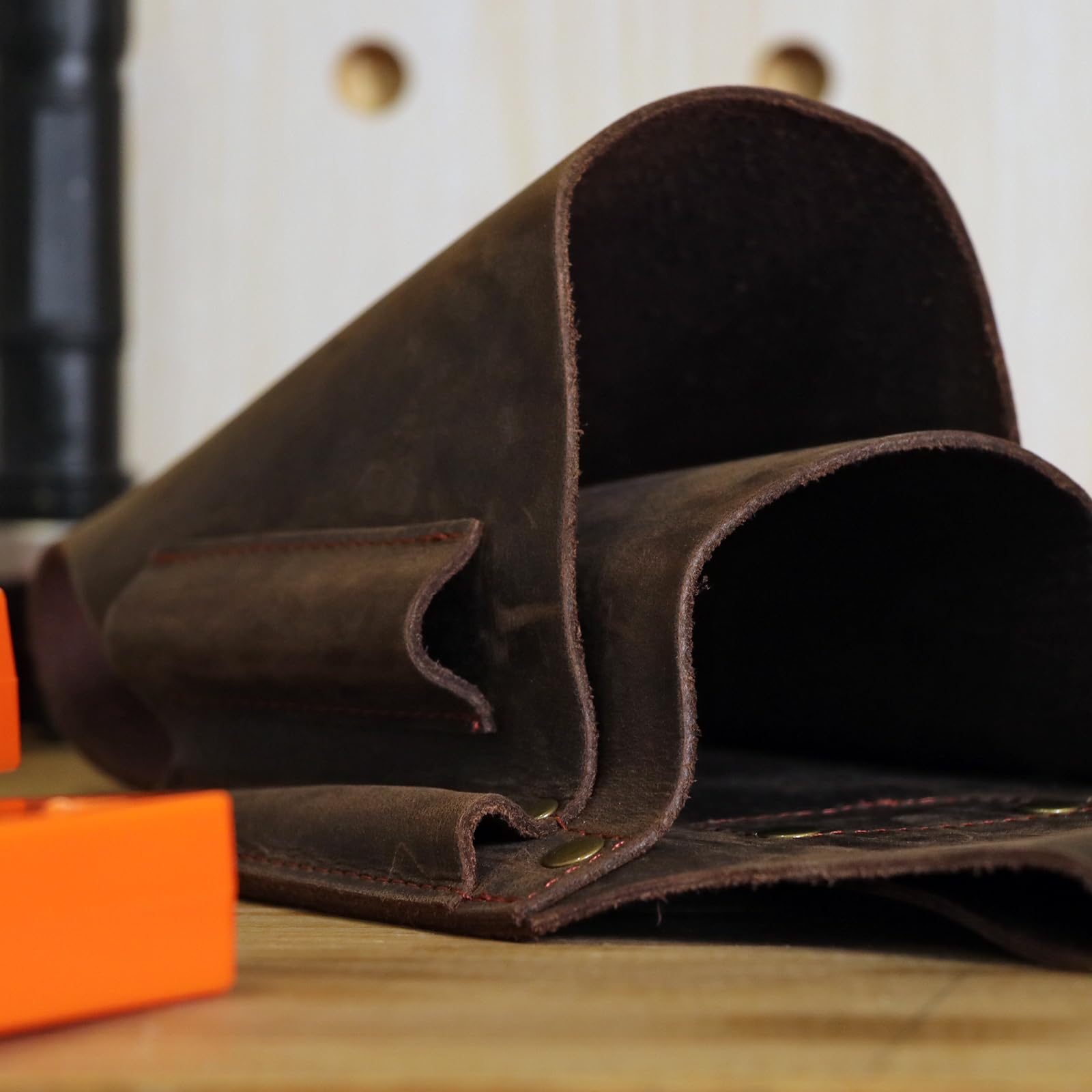 Tourbon Fällkeiltasche aus echtem Leder, 5 Taschen, Gürteltasche, Kettensägenschlüssel, Werkzeugholster zum Schneiden von Bäumen