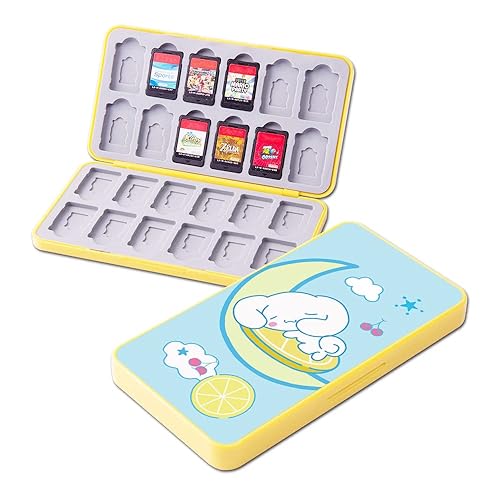 PERFECTSIGHT Switch Game Case Compatible with Nintendo Switch OLED & Switch Lite, 24 Switch Game Holder，Cute Switch Game Card Case Cartridge with 24 Slots Game Card Storage (Moon Big Ear) - Big Ear - 24 Slots