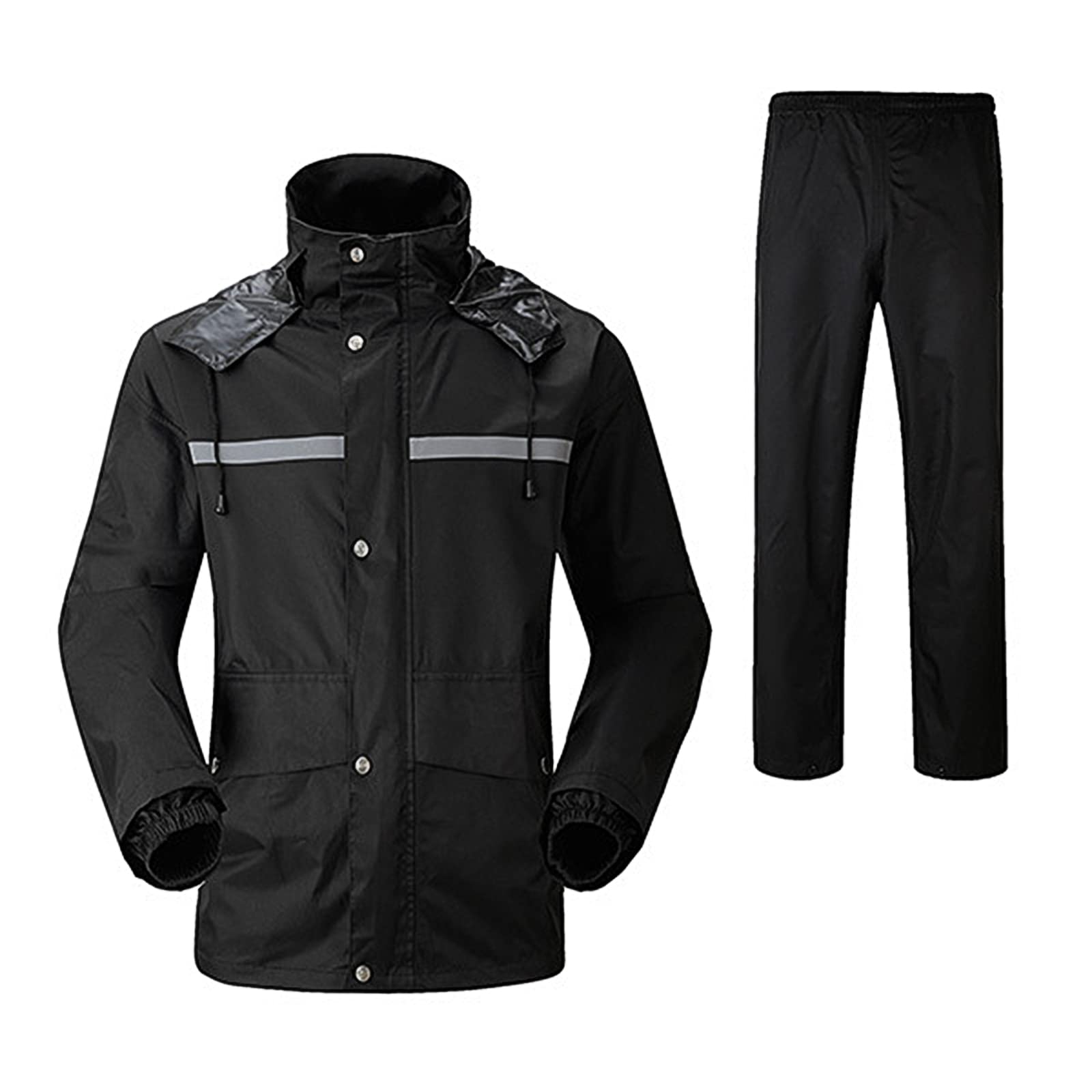 Combinaison de Pluie Imperméable pour Homme Avec Capuche et Pantalon de Cyclisme Avec Bande Réfléchissante Sûre
