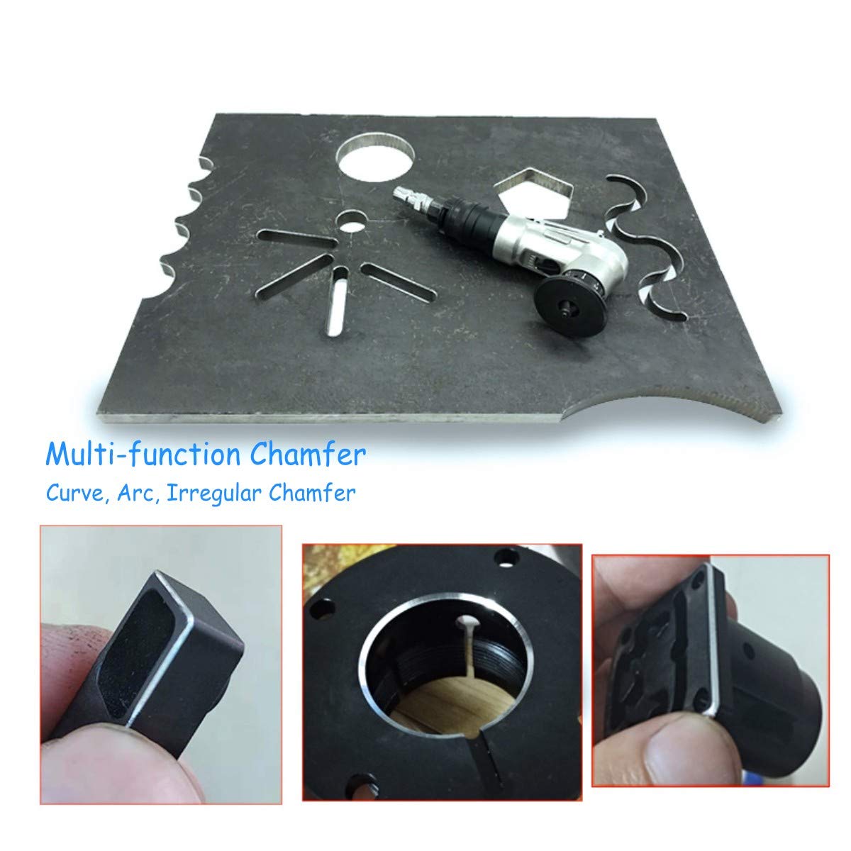 Mini máquina de corte de chaflán Aire comprimido, velocidad de ralentí: 30000 rpm, capacidad de chaflán: C0.1-C1.5, profundidad ajustable: 0.1 mm-0.9 mm, para borde recto/circular