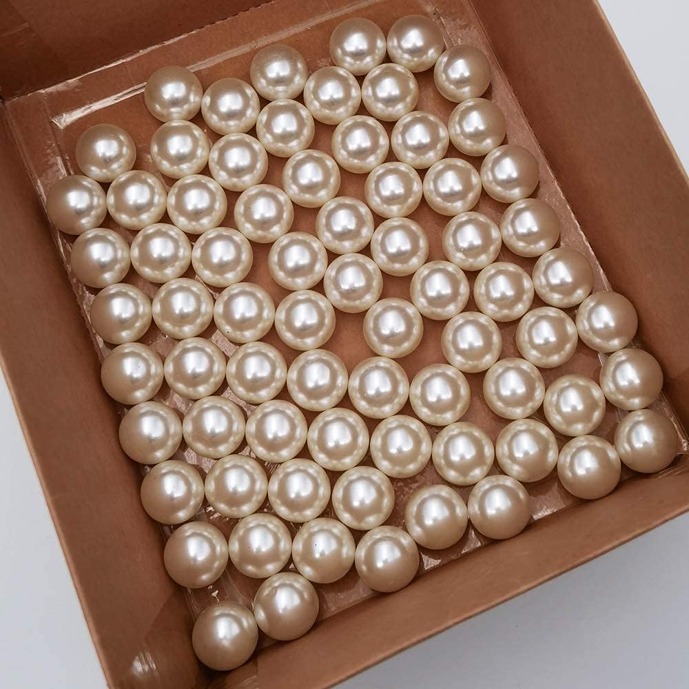 INSPIRELLE 70pcs 20mm (0.79 Inch) Ivory Lustrous ABS Undrilled Art Faux Pearls for Big Containers, Big Size No Hole Makeup Beads Imitation Round Pearl Beads for Table Scatter Home Wedding Decoration - Image 6