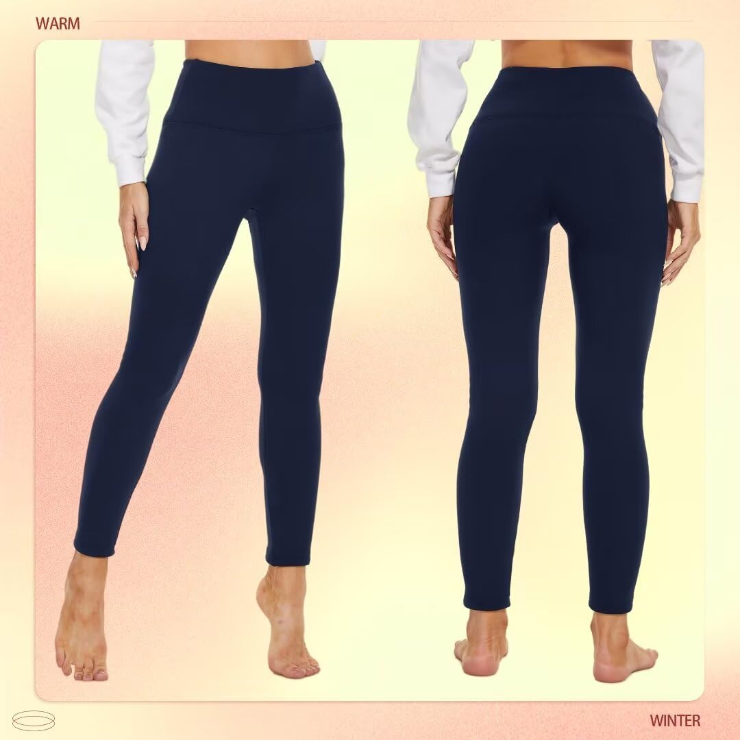 Missluck Legging thermique pour femme - Doublure noire - Legging thermique épais en peluche - Chaud en hiver