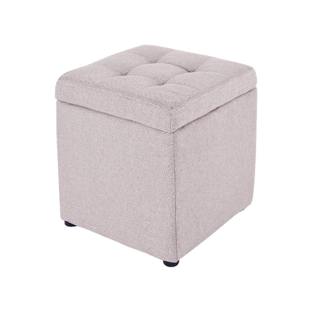 Boîte de rangement jouet et pouf repose-pieds cube beige
