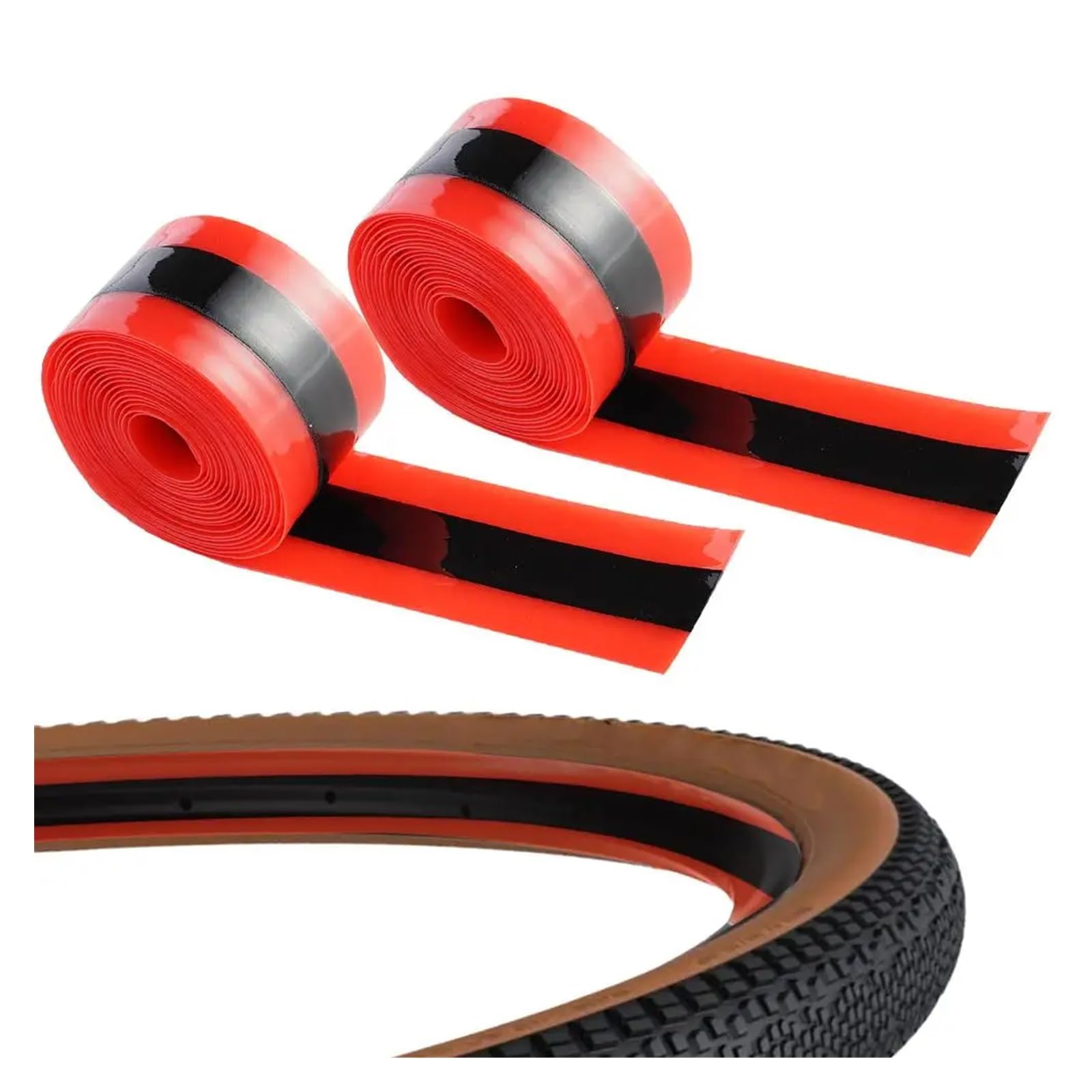 Fahrradfelge Tape Rack 2 Stück rote Pannenschutz-Innenschläuche for MTB und Rennrad – Fahrrad-Reifenschutzband Velox Felgenband
