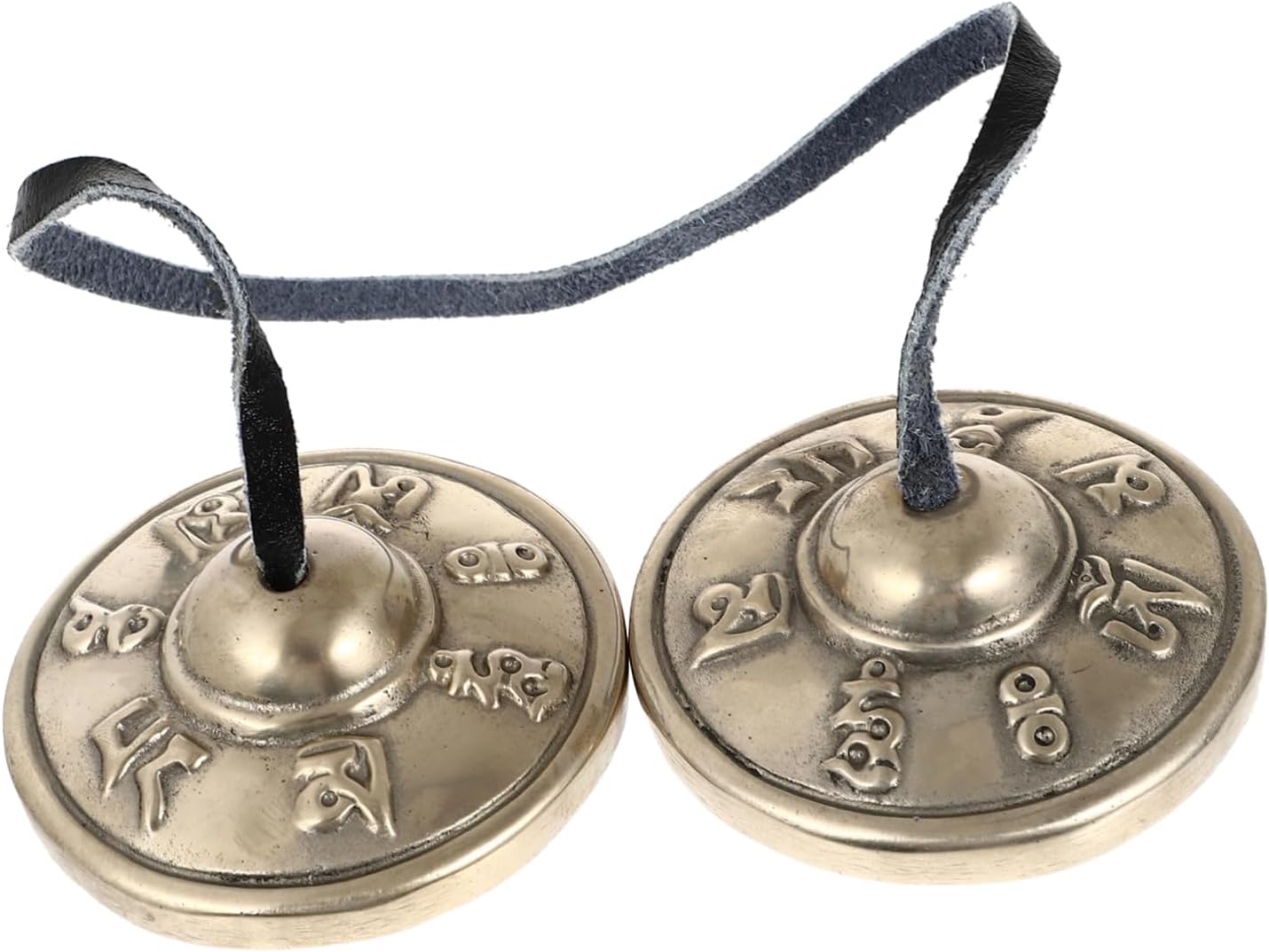 Handmade Copper Meditation Bell for Yoga Double Cymbals Six-Word Prayer for Mindfulness and Sound Healing Small Size