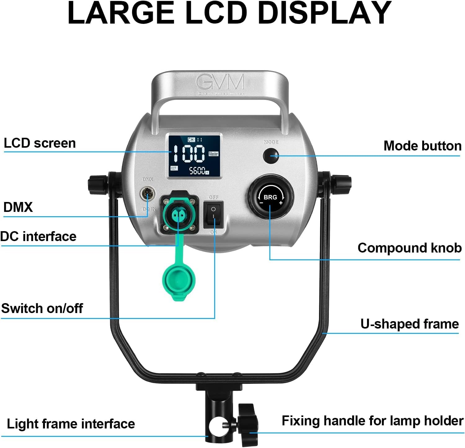 GVM 200W Lampada video LED con scatola luminosa lanterna kit di illuminazione studio fotografico SD200D con controllo Bluetooth/DMX, 93000lux a 0,5 m, illuminazione continua bicolore 3200K-5 600K per