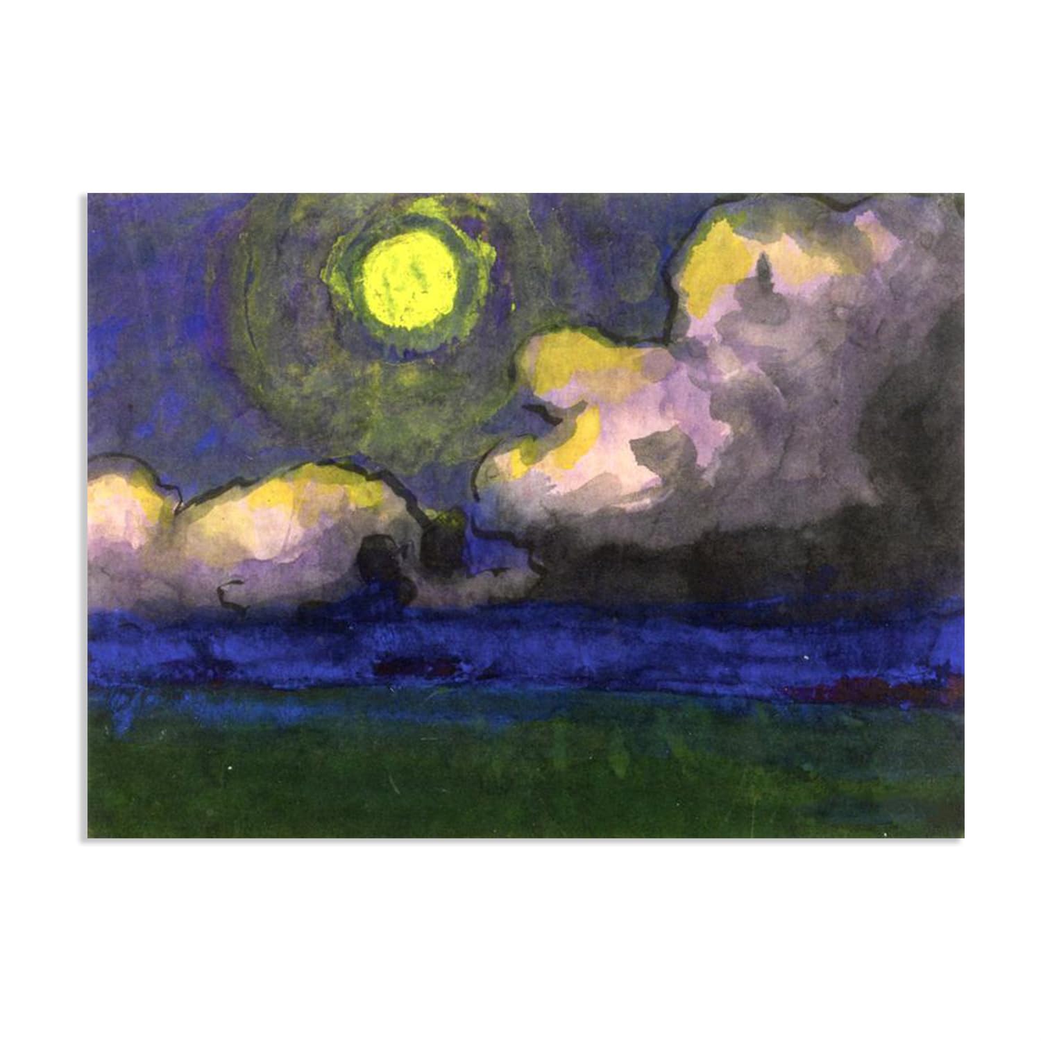 RXNHGJDS Emil Nolde Seascape Canvas Wall Art Moon over the Marsh Abstract Reproductions Coastal Expressionism Artwork Wall Decor for Living Room Bedroom Office Home Decor100x70cm(33x28in) Frameless