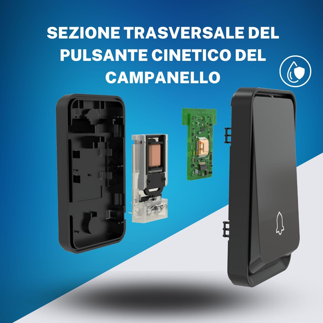 Campagnelli Wireless - Bell4U - Campagnelli Portatile Esterno - 51 Suonerie - Indicatori LED - 50M Operativo a grande Distanza - 4 Volumi Selezionabili - 1x Trasmettitore e 4x Ricevitore