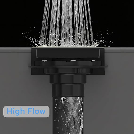 EXF Square Shower Floor Drain 6 Inch Matte Black | 304 Stainless Steel, ABS Flange, Anti-Clog, Removable Brick Pattern Drain Cover, with Hair Catcher