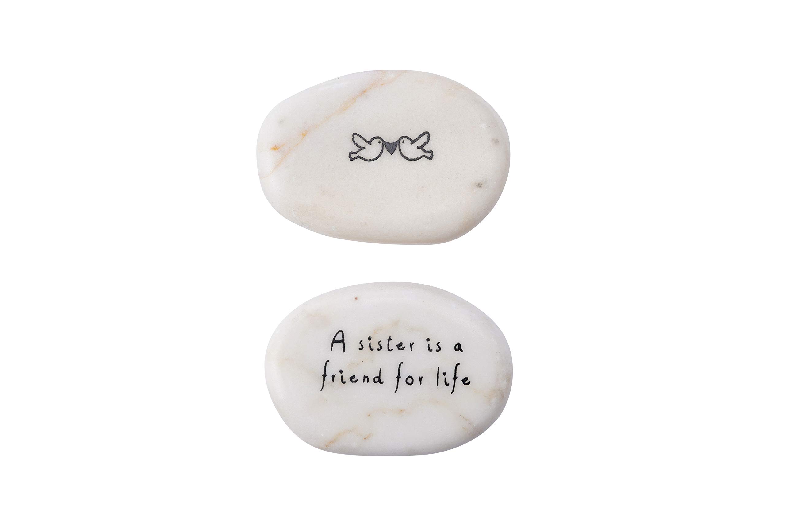 Cgb Giftware Black | Single Marble ‘A Sister Is A Friend For Life' Double Sided Decorative Pebble Stone Keepsake With Sentiment Wording And Design | Gb03514d