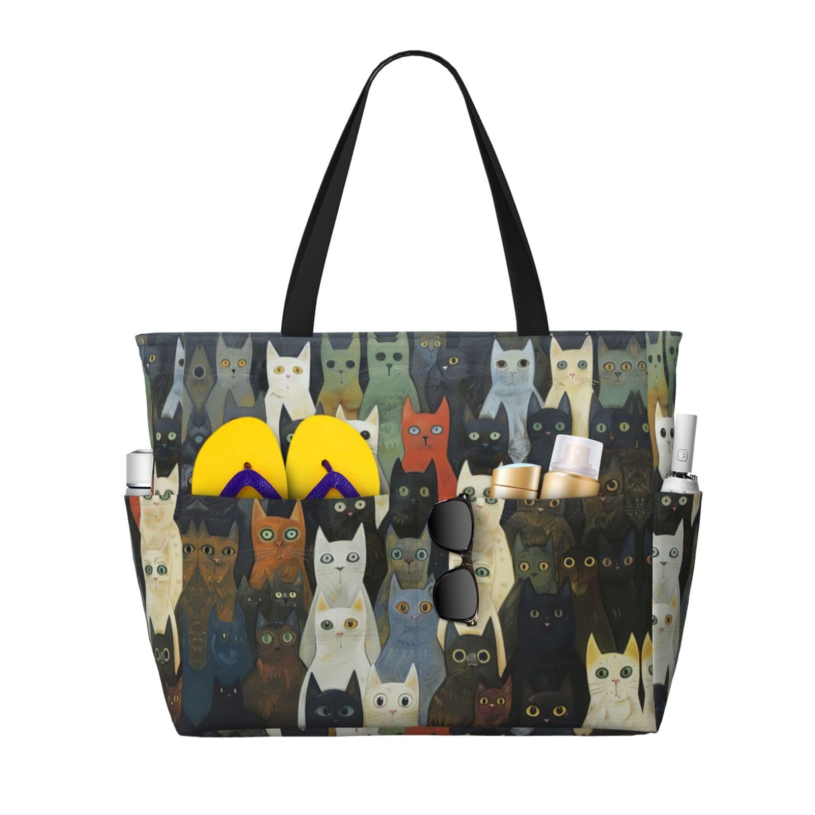 Sac de plage imprimé chat grand cabas de voyage idéal pour vos sorties piscine - 8