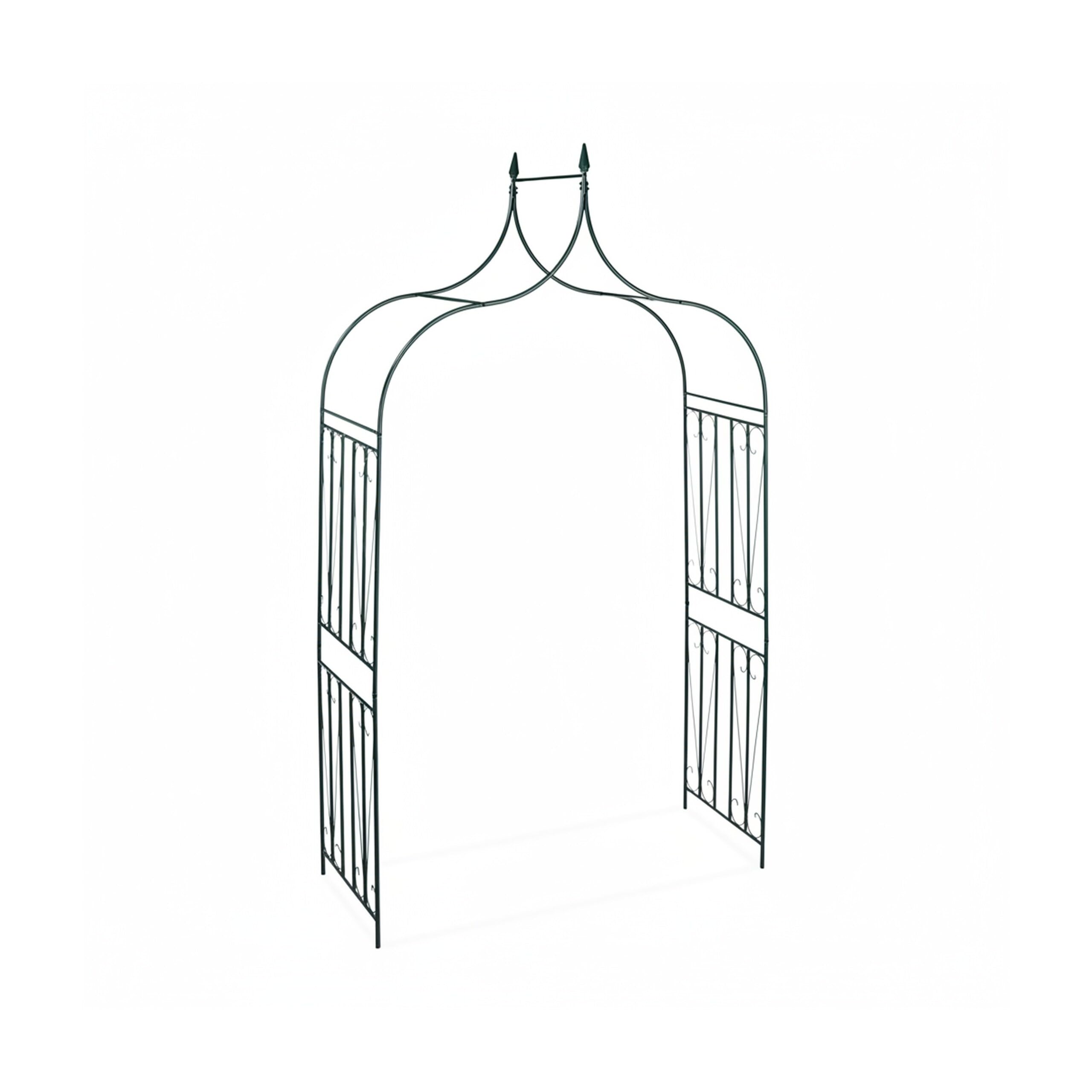 Relaxdays, vert foncé Arcade de rosiers en métal, Arche pour plantes grimpantes, pointes, H x L X P: 270 x 144 x 60 cm