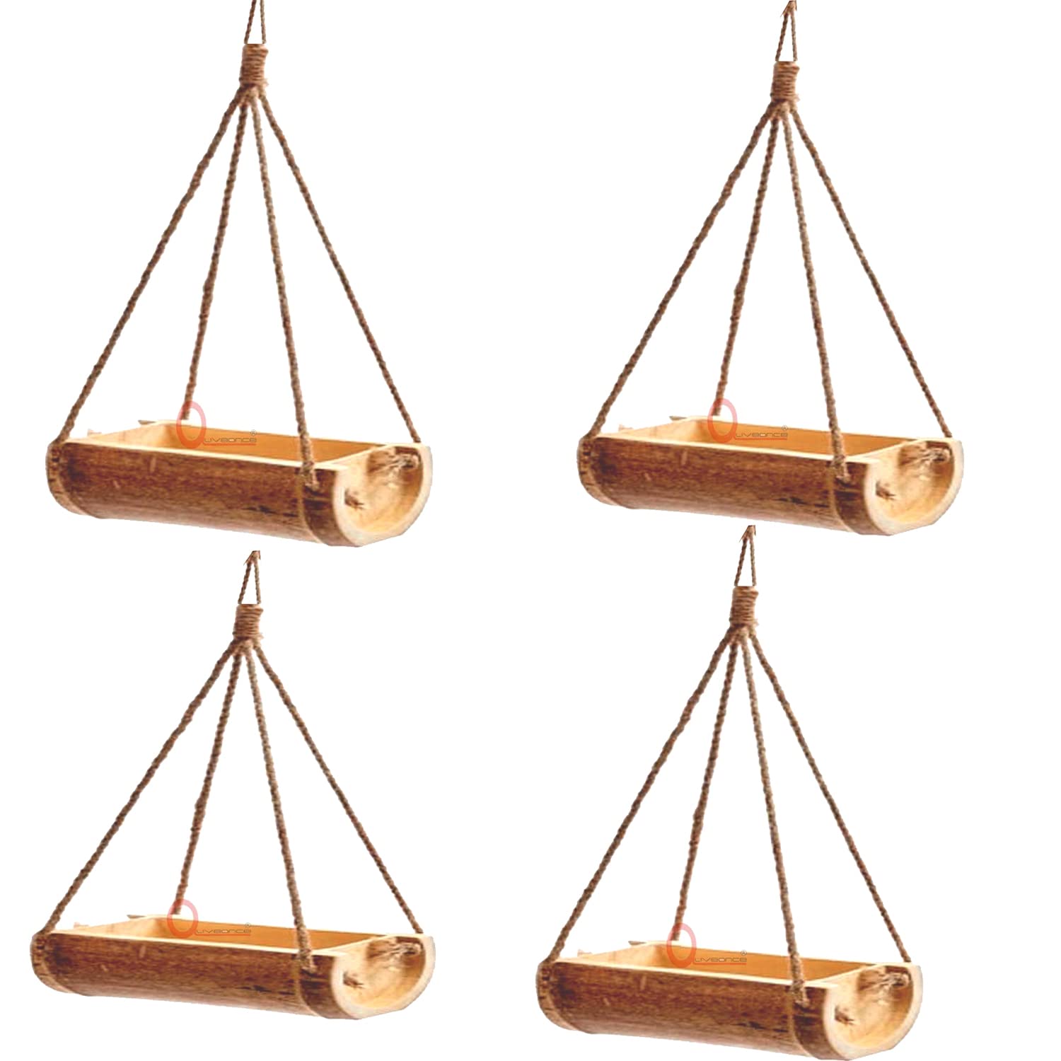 LIVEONCE Bamboo Open Feeder for Birds Natural Bamboo Pack of 4 - Color -Natural (Green to Pale Yellow) (B0B4328S4N) Amazon Price History, Amazon Price Tracker