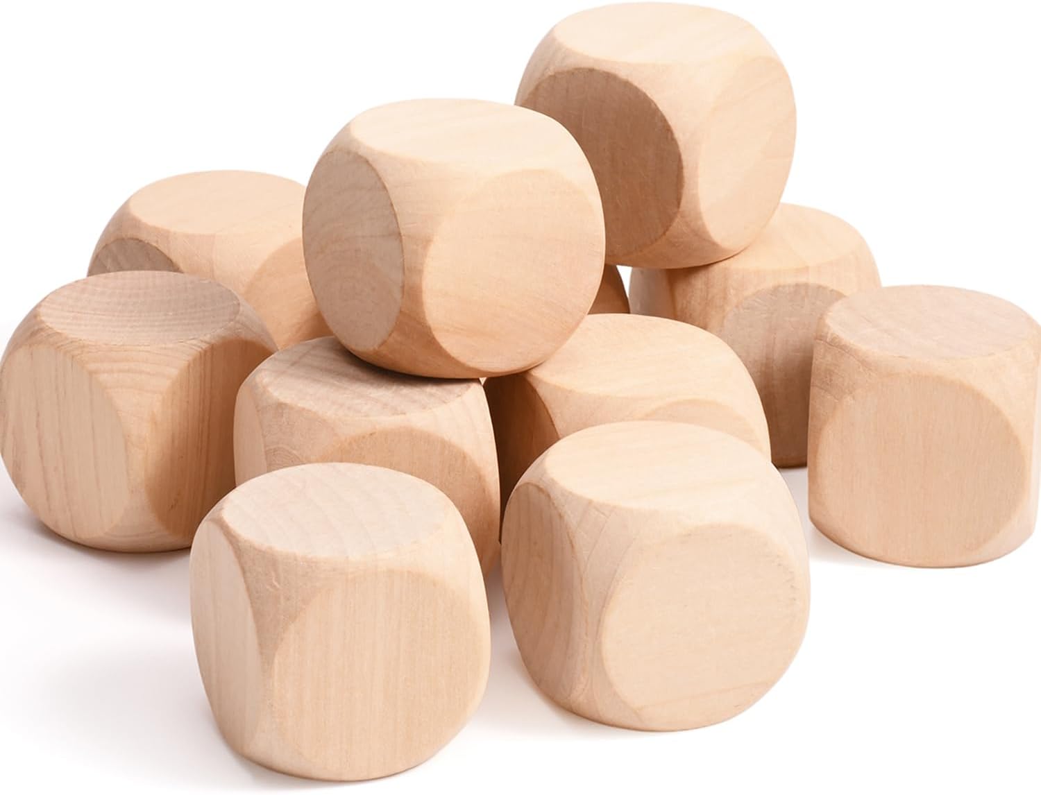 Blank Wooden Dice 2 inch 20PCS Unfinished Square Blocks 50mm Small Wood Cubes with Rounded Corners for DIY Craft Projects