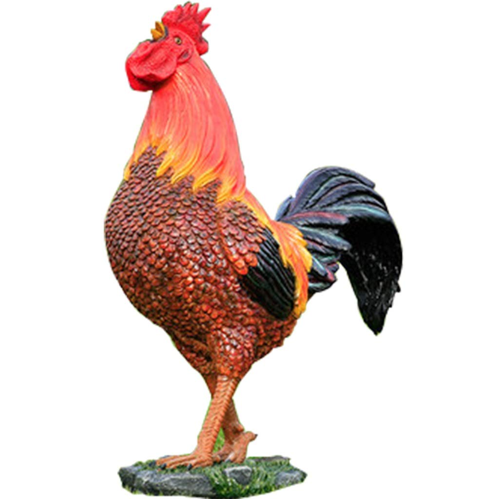 PAGOIAAR Large Animal Garden Statue Outdoor Sculpture Gift Outdoor Statues Garden Resin Rooster Statue Garden Outdoor Simulation Animal Decoration Garden Fiberglass Animal Sculpture(85 * 40 * 105cm)
