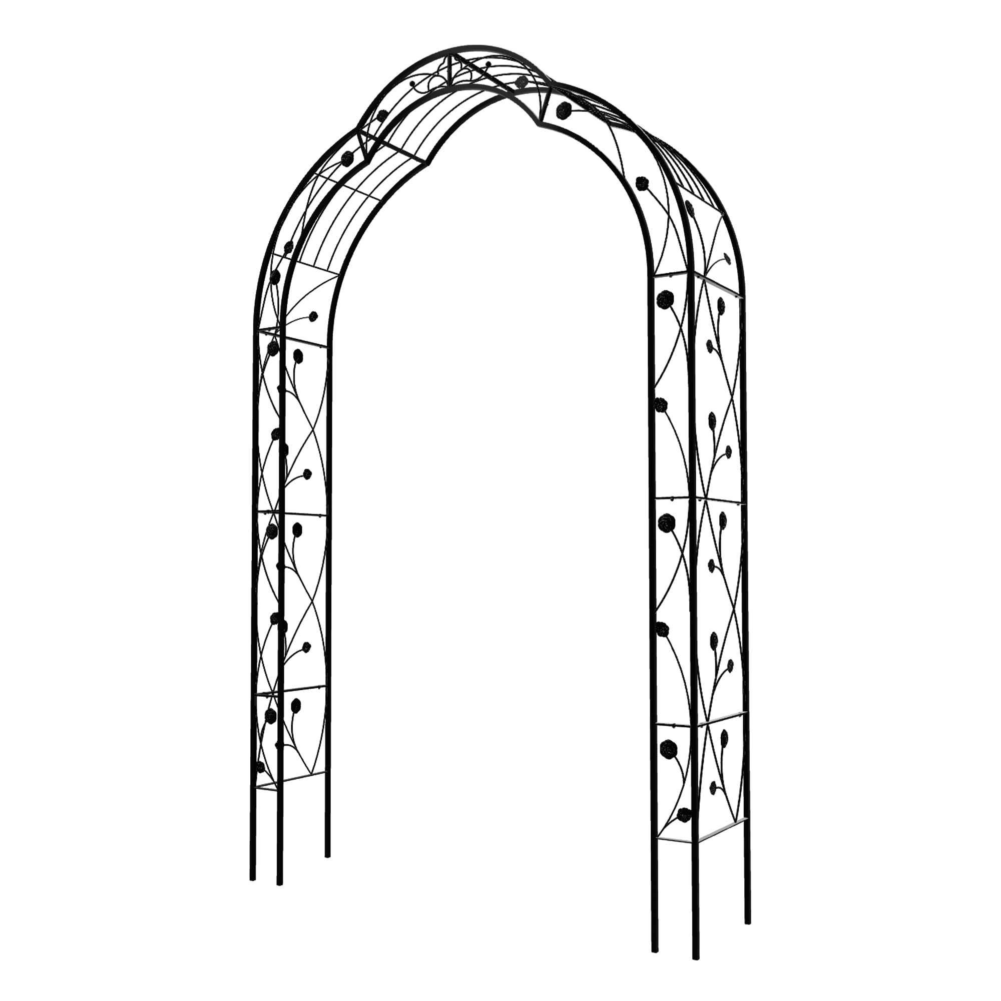 Rosenbogen aus Metall, Stabiler Gartenbogen mit verstärkten Stahlrohren, rostfrei – 250x150x39 cm – Ideal als Rankhilfe für Kletterpflanzen, Schwarz