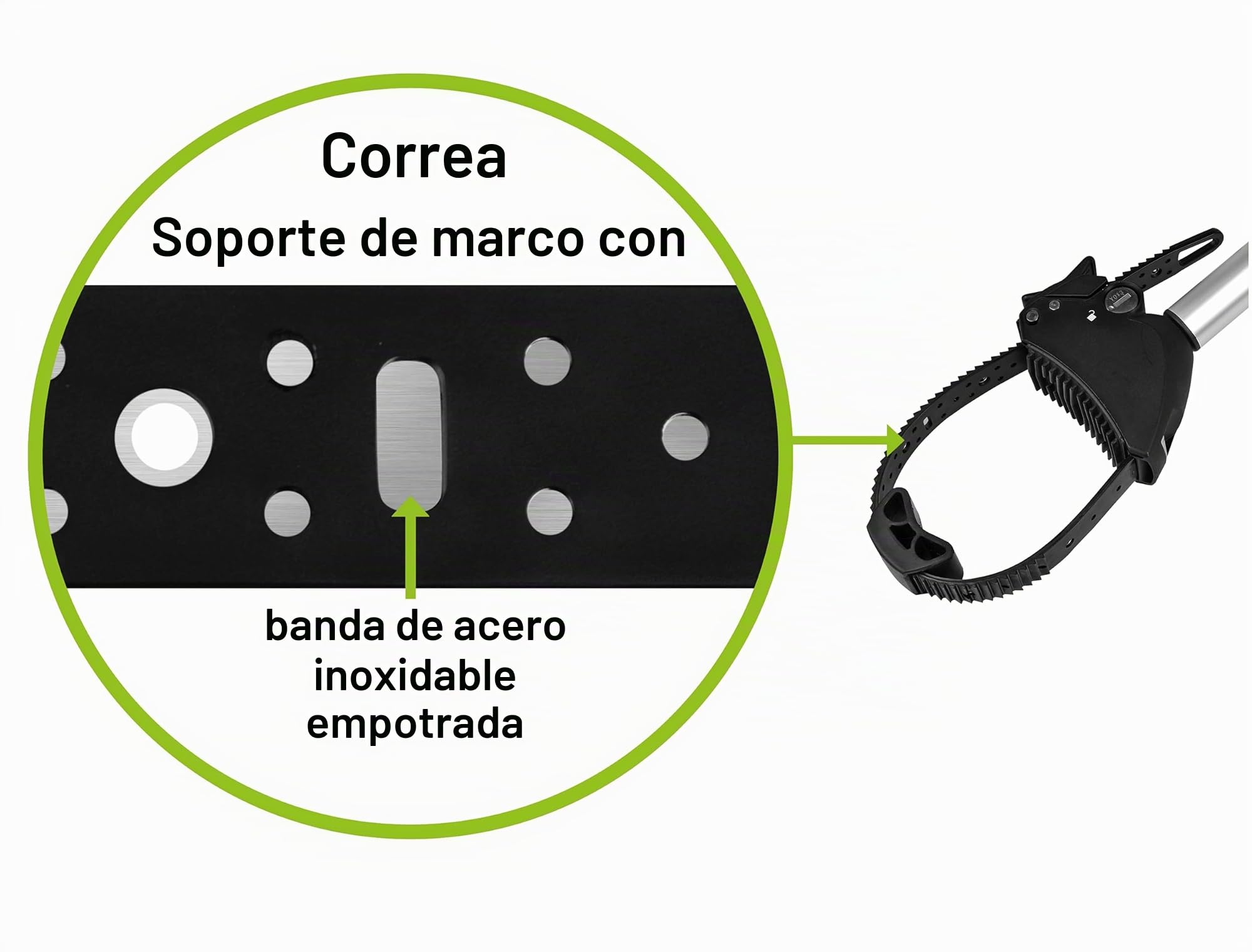 Correa para Marco de Bicicleta (25 + 30 mm de diámetro), Color Negro y Plateado