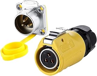 Conector de aviación impermeable macho hembra LP-20 de 3 pines, color amarillo, con reverso IP68, UL(Flange reverse installation)