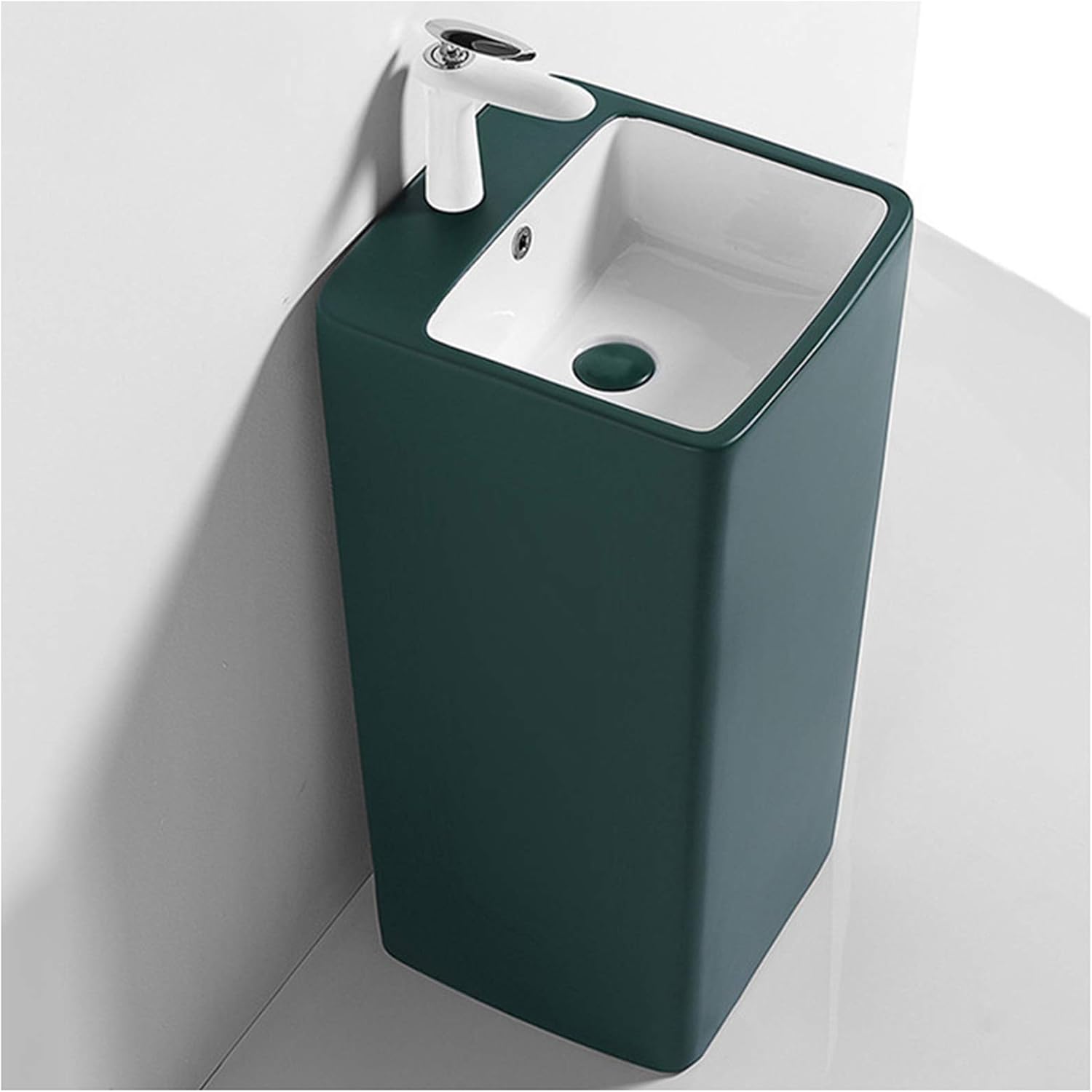 Northern Europe Creativity Pedestal Sink, Modern Simplicity Bathroom Sink Vessel with Overflow Drain, for Bathroom, Balcony,Black,B (Gray A)