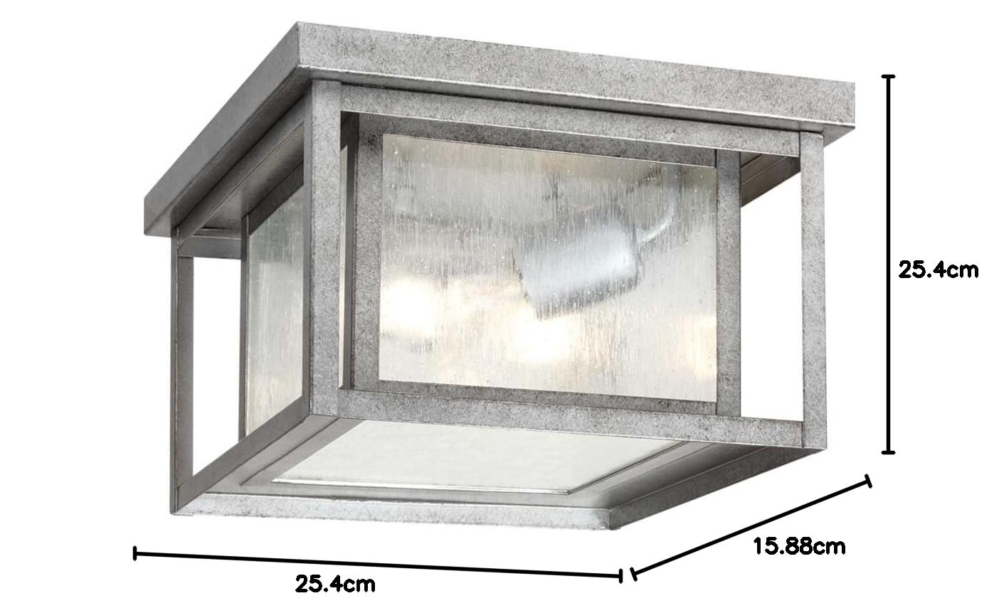 Sea Gull Lighting 78027-57 Hunnington Lámpara de techo de dos luces para exteriores con montaje empotrado para colgar lámpara moderna, acabado de peltre desgastado