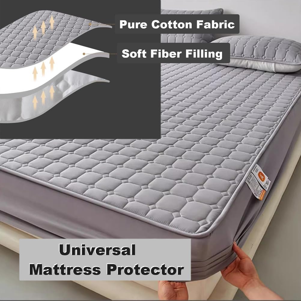 Queen Mattress Pad, 2-12" Deep Pocket Protector Ultra Soft Quilted Fitted Topper Cover Fit for Dorm Home Hotel, College Dorm Room Essentials, Hypoallergenic Mattress Topper,Pink,180x220cm
