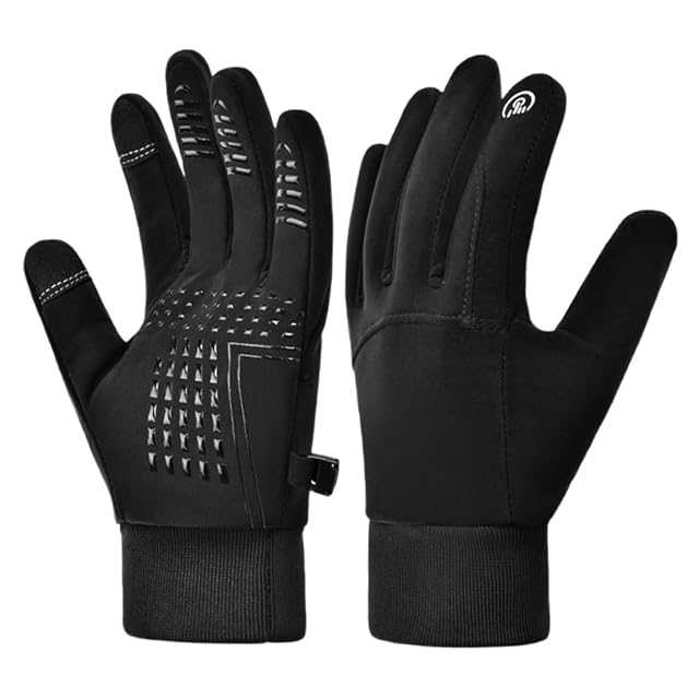 Cold Weather Cycling Gloves Windproof Insulated Waterproof Touchscreen Gloves Anti-Slip Sturdy for Men and Women Outdoor Riding Medium