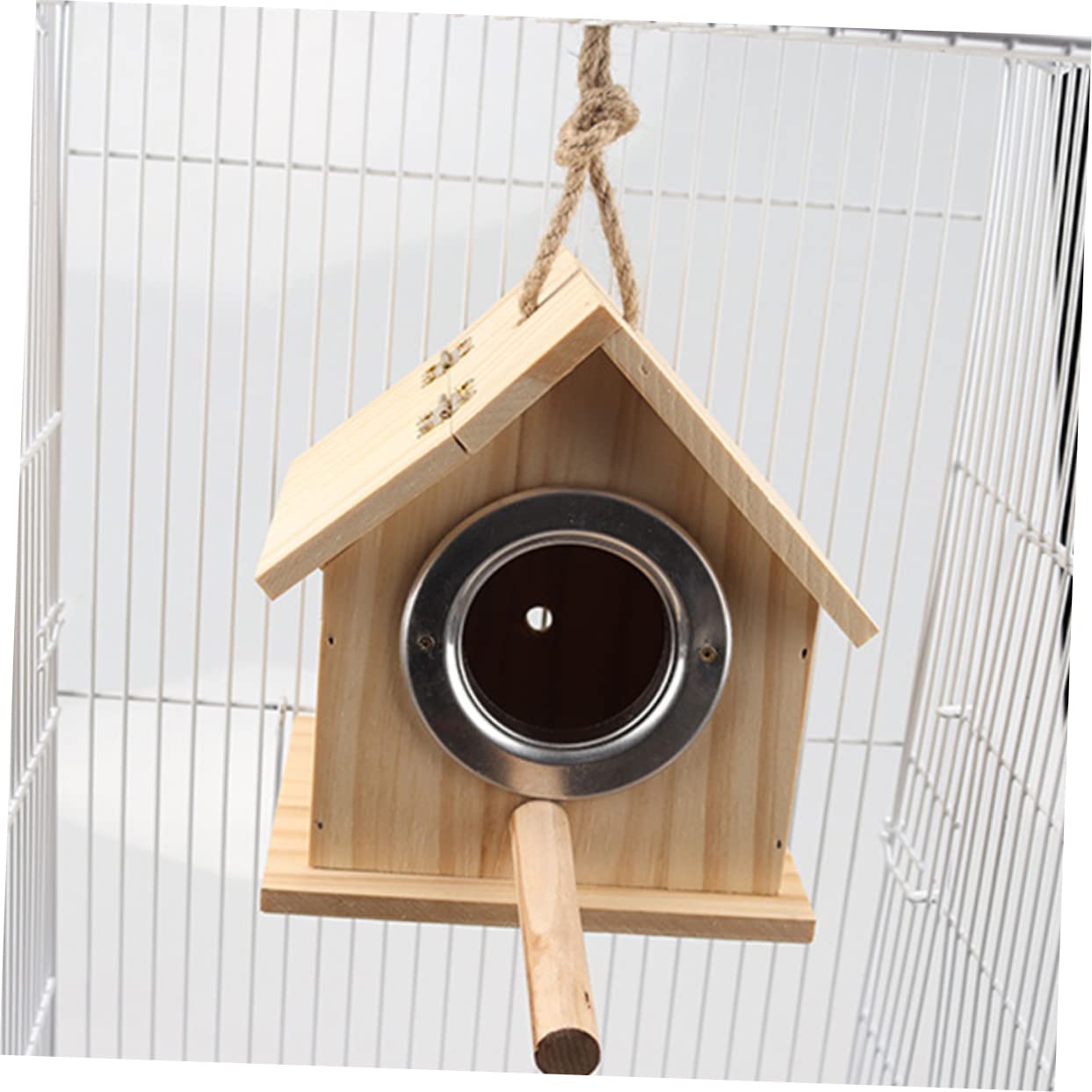 HANABASS Parrot Brutkasten aus Langlebigem Kiefernholz Vogel Nistkasten mit Einfachem Hausdesign als Brut und Nistplatz für Kleine Vögel Fördert Natürliche Balz und Brutverhalten