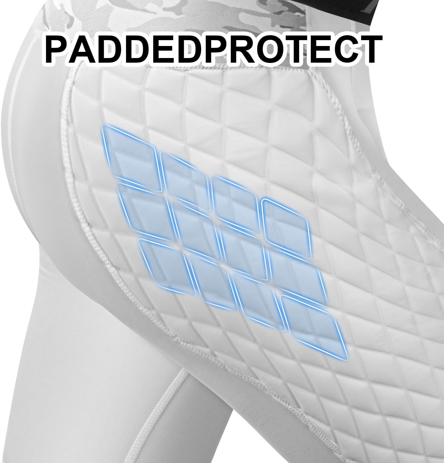 Youth Boys Compression Shorts with Protective Cup Padded Sliding Underwear for Baseball Football Lacrosse (White) - Image 3