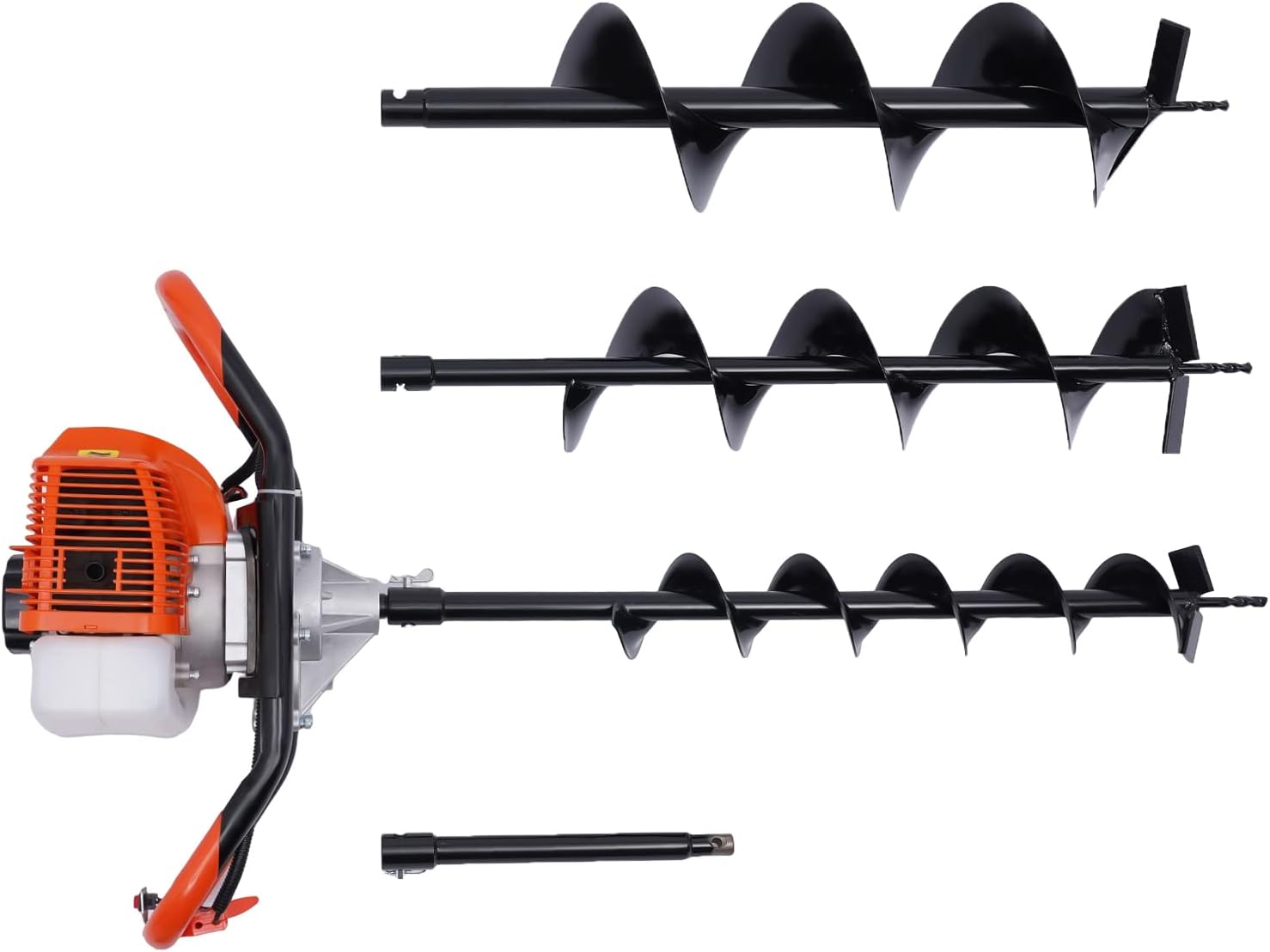 2 Stroke 2.3HP Gas Powered Post Hole Digger Industrial Gasoline Earth Auger Fence Plant Soil Dig Powerhead with 12" Extension Bar and Earth Auger Drill Bit 4" 6" 8"
