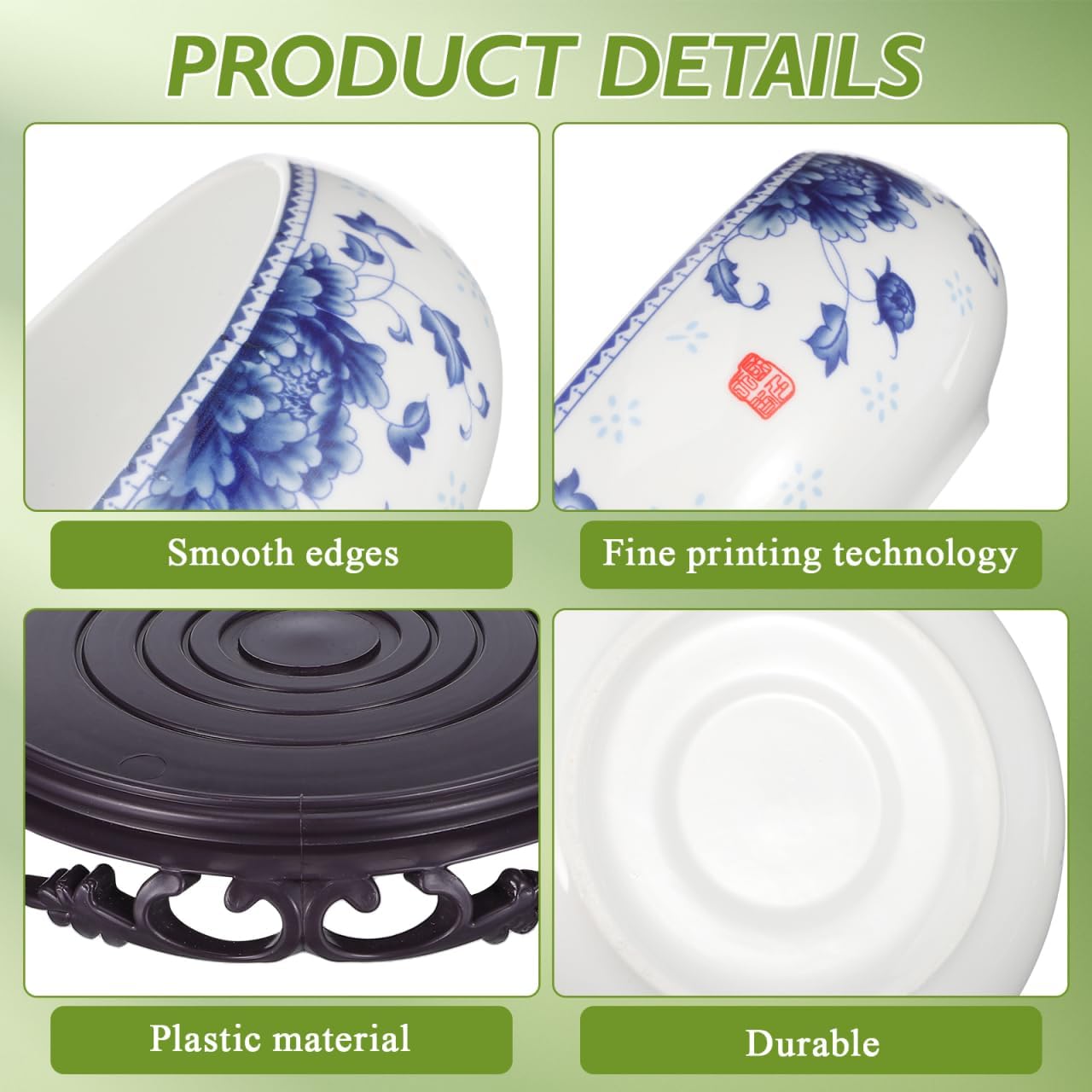 DOITOOL Ceramic Hydroponic Flower Pot with Water Storage Base Small Indoor Planter for Daffodil Lotus Succulent Plants 7.08X6.29X4.13 Inch