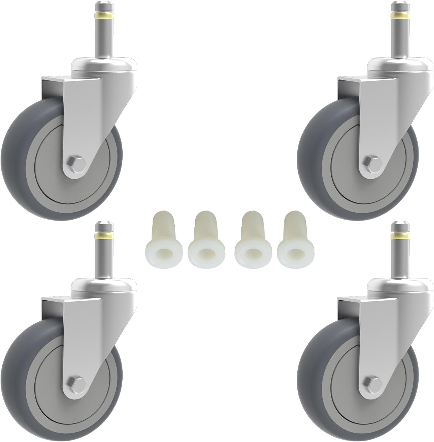 RILIDRI 2-Inch Swivel Stem Caster, 7/16-Inch Stem Diameter Rubber Wheel, Ther...