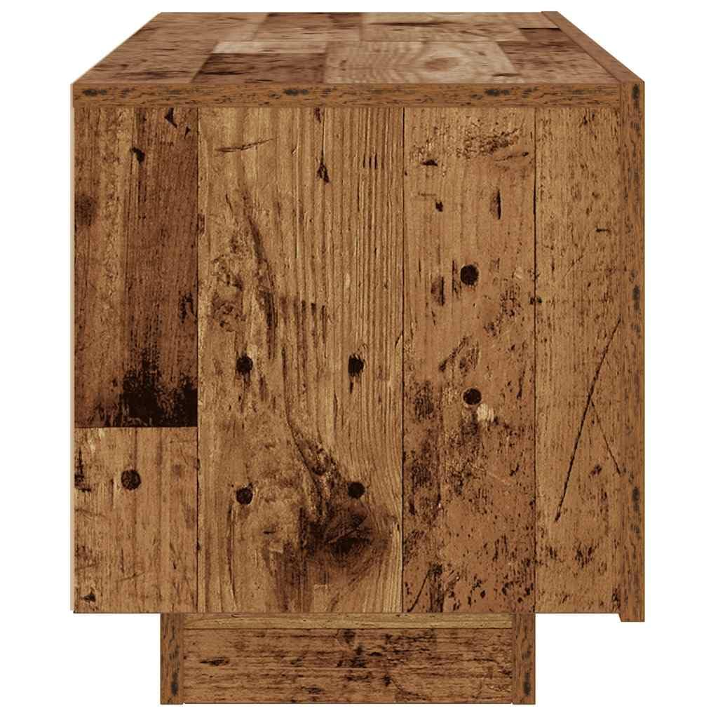 Gecheer TV-Schrank, Holzwerkstoff mit Altholz-Optik, Zwei kombinierbare Einheiten, 100 x 35 x 40 cm, für Wohnzimmer und Media Center