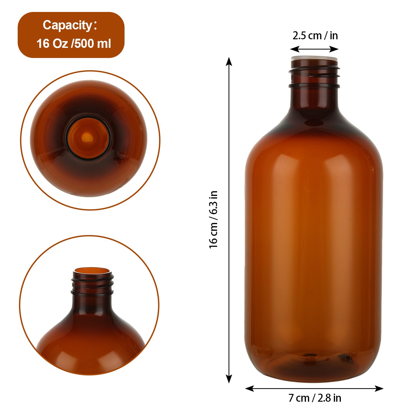 Wheaton W216843 Boston Round Bottle, Amber Glass, Capacity 2oz With 20-400 White Polypropylene PTFE Faced Foamed Polyethylene Lined Screw Cap, Diameter 39mm x 94mm (Case Of 24)