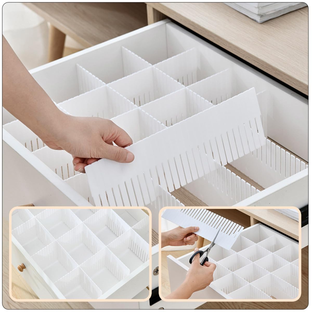 CALLARON Divisori per Cassetti in Plastica Bianco 10 Pezzi Organizzatori per Cassetti Multiuso per Conservare Calze e Asciugamani Comodi Scomparti Regolabili