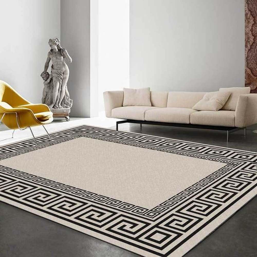 Tapis de sol grande surface géométrique noir blanc pour chambre