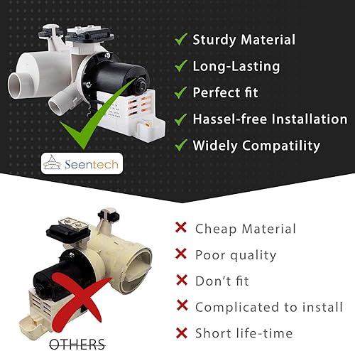 Miniatura 5 de Bomba de drenaje para lavadora W10130913 de Seentech - Compatible con lavadora Whirlpool Kenmore - Reemplaza el número de pieza: W10730972 8540024