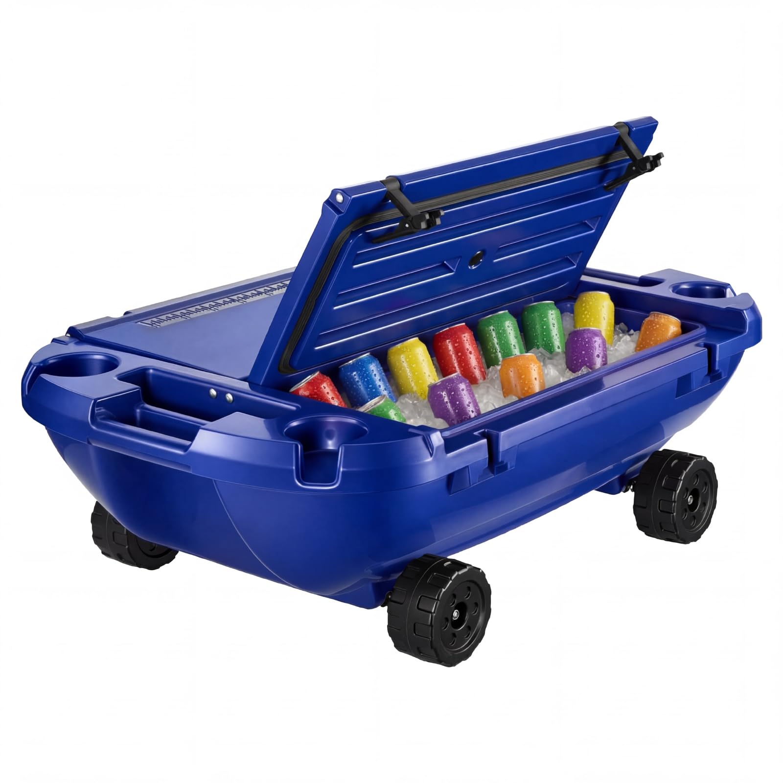 VEVOR Nevera Flotante 37,9 L Enfriador Flotante para Agua y Tierra con Carcasa Rígida Aislada, Ruedas, Cuerda de Remolque, Asas Laterales, Portavasos para Playa Bebida Barco Piscina, Color Azul Oscuro