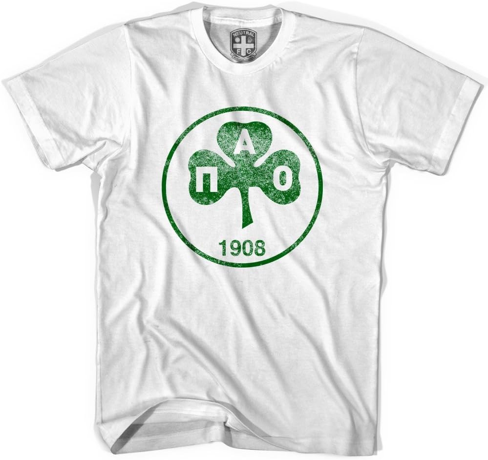 Panathinaikos Vintage Crest T-Shirt, White, Medium