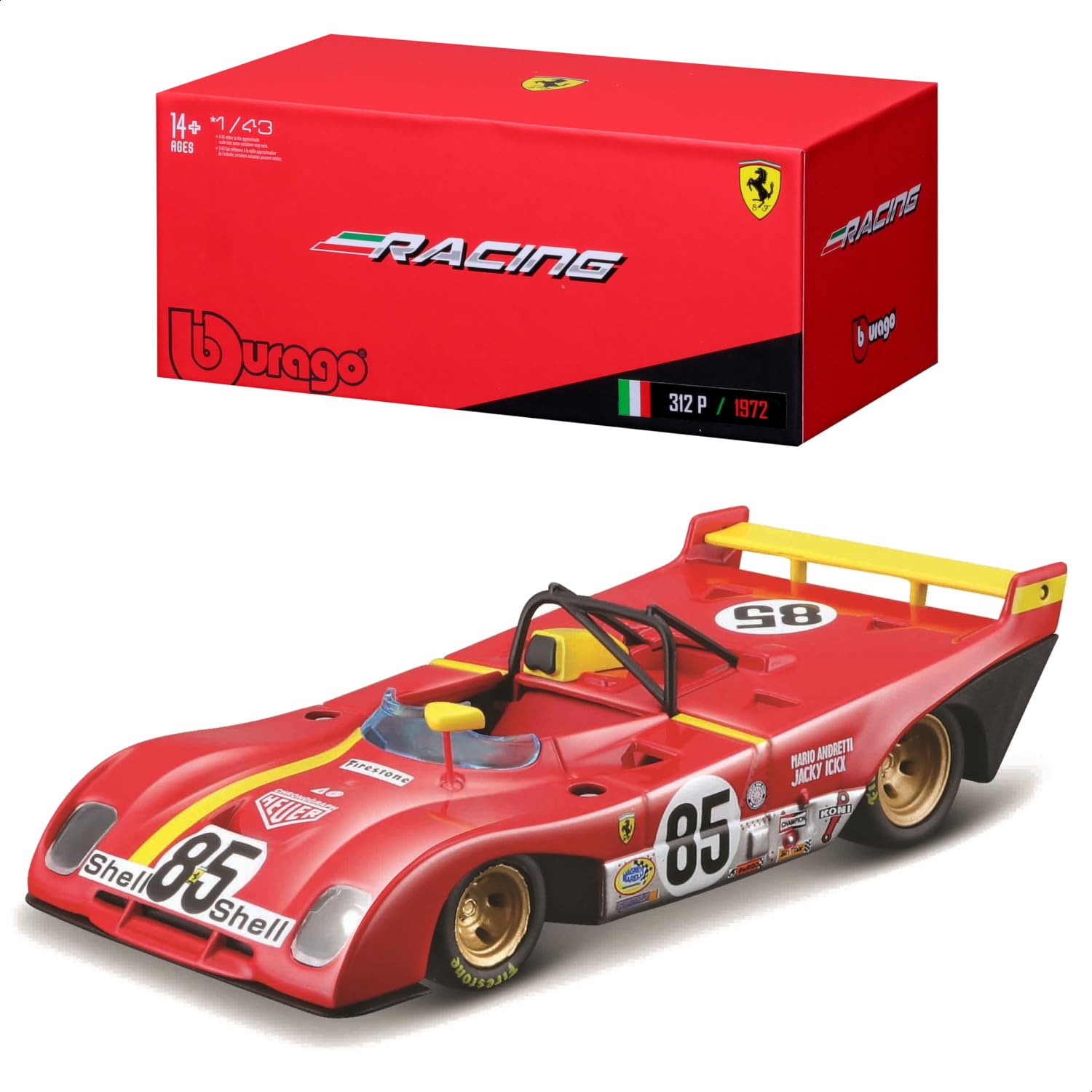 B18-36302 FERRARI RACING 312 P 1972 Super Car 1:43, Red