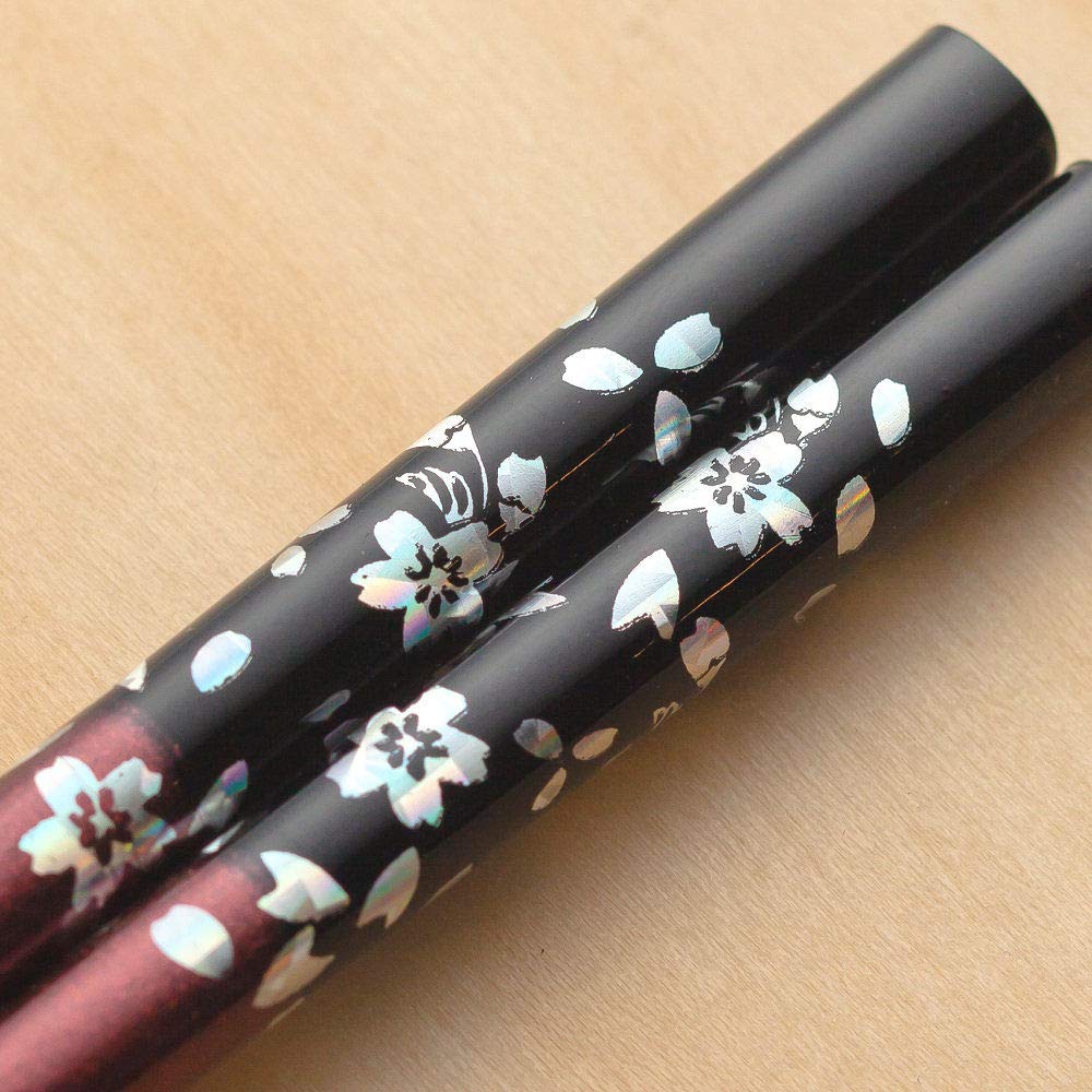 Amazon | 箸 【食洗 銀桜花 （赤）】選べる桐箱彫刻！国産桐箱入り 一