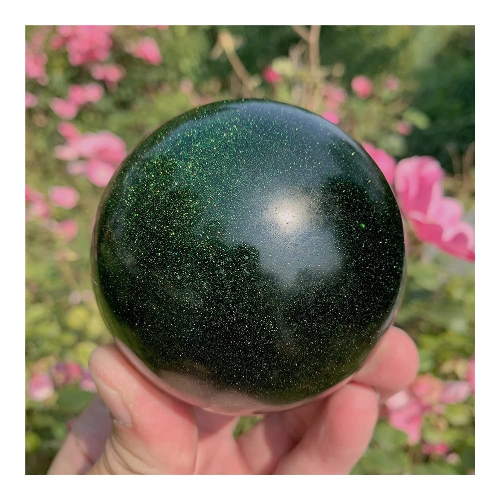1pc natürliche Kristalle Quarz grün Sand Kugel Ball Reiki Steine ​​Zimmer Home Office Aquarium Dekoration Zubehör Edelstein (Size : 6-6.5cm)