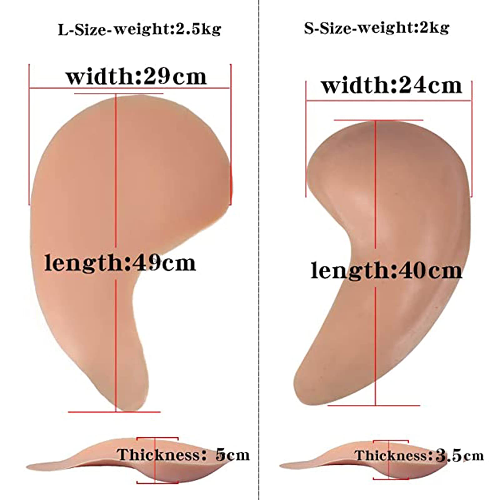 Silikonowy ochraniacz na biodra wzmocnienie ochraniacza biodrowego pośladków kobiety Sexy Hip Butt udo Shaper silikonowa wyściółka dla Crossdresser Shemale,Brown,L_Size